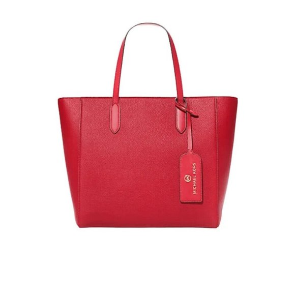 Michael Kors Sinclair Large Pebbled Leather  Tote Red NWT - Picture 1 of 8